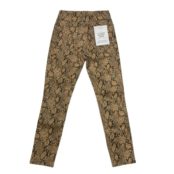 Frame NWT Le High Skinny Crop Snake Effect Jeans in Tan/Black Size 27 - Picture 6 of 16
